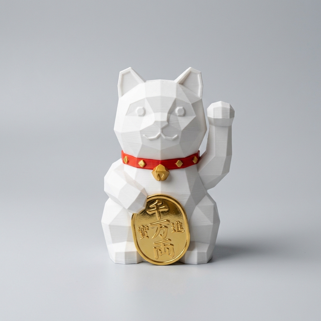 Maneki Neko Low-Poly 3D