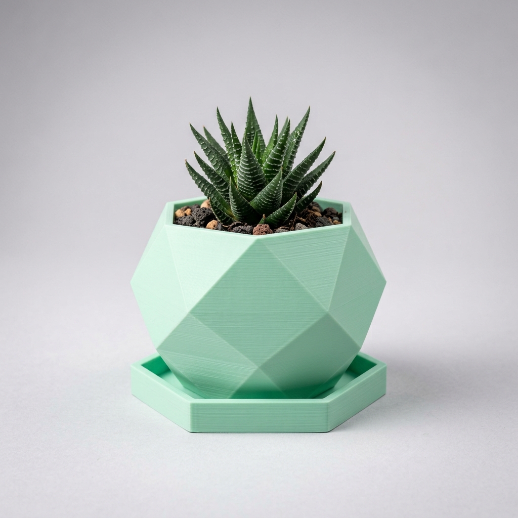 Pot Sukulen Geometris 3D