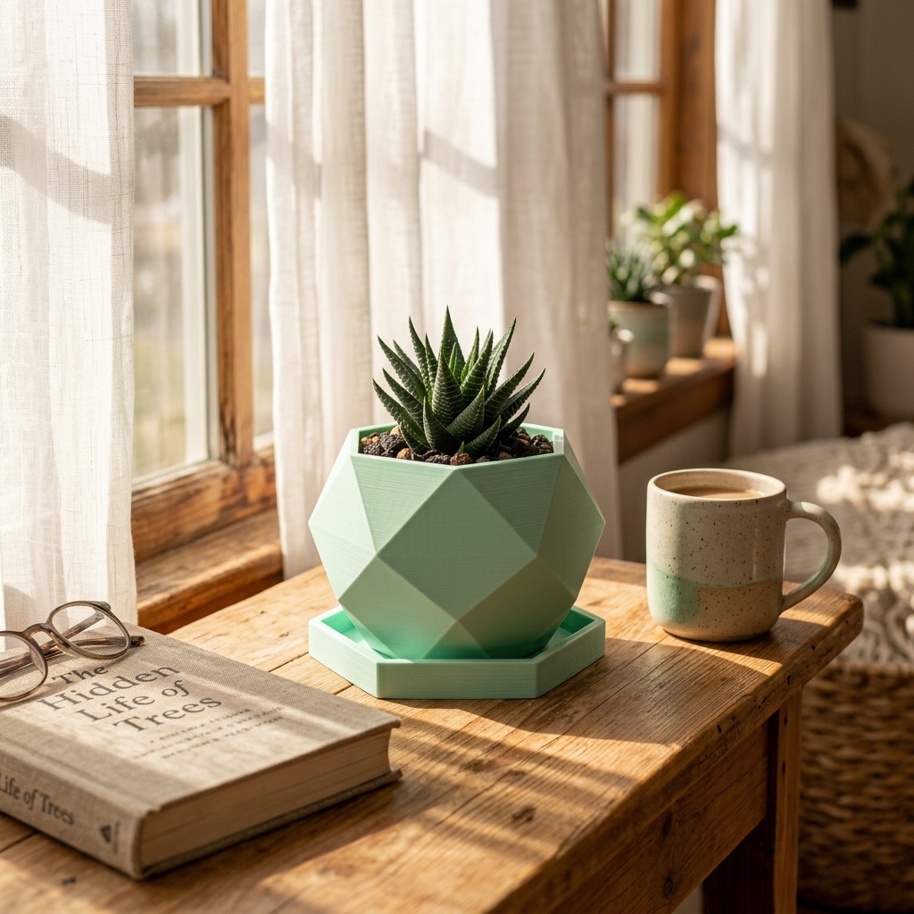 Pot Sukulen Geometris 3D 2